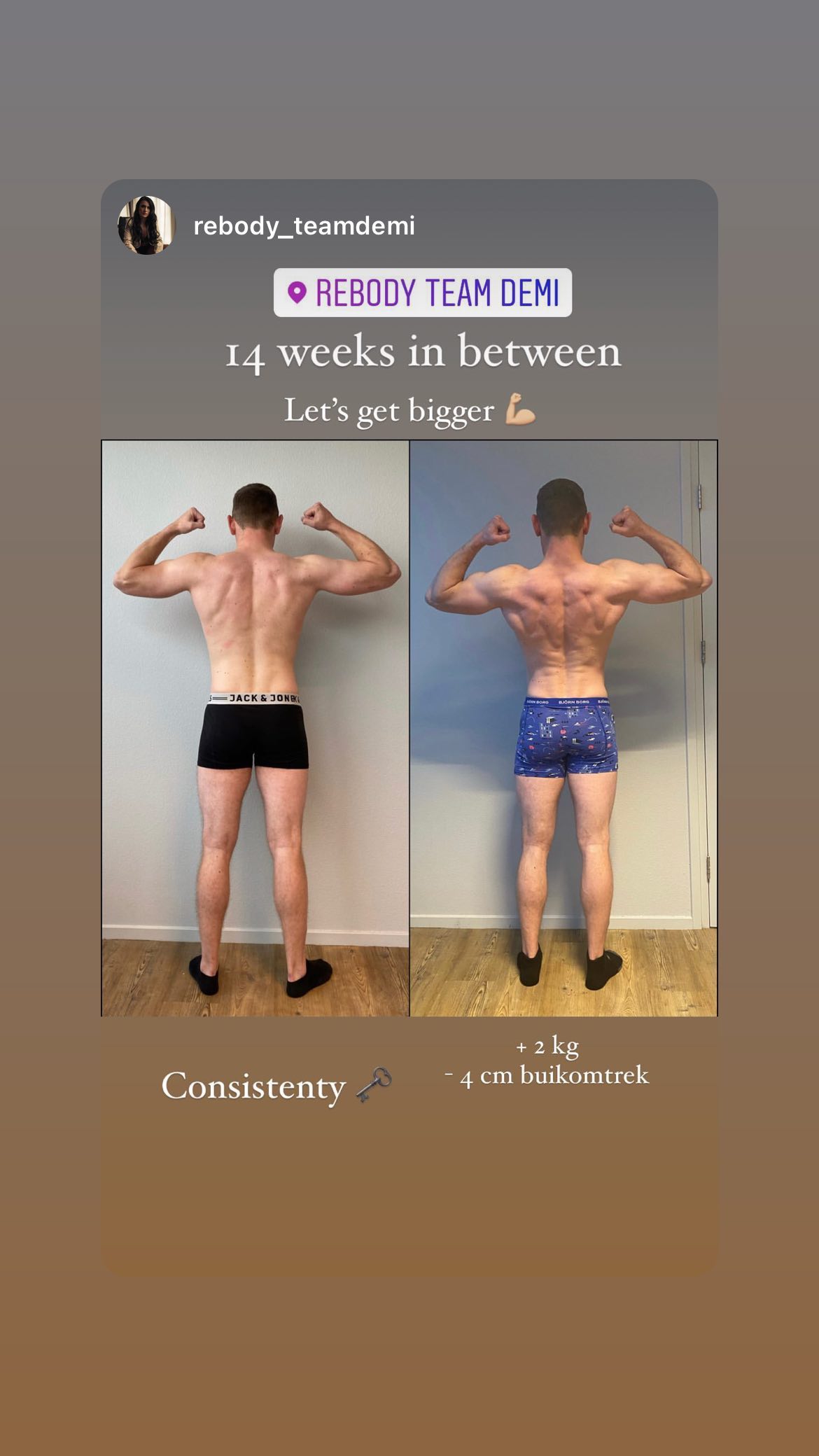 Onbekende man (+2 kg spiermassa) — transformatie bij Rebody